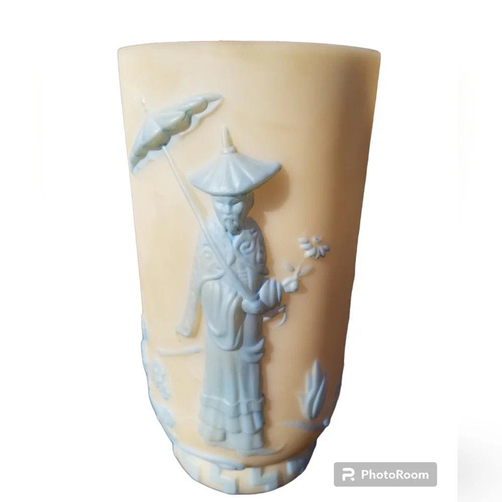 FENTON HANDPAINTED VINTAGE BURMESE ORIENTAL STYLE  SIGNED VASE